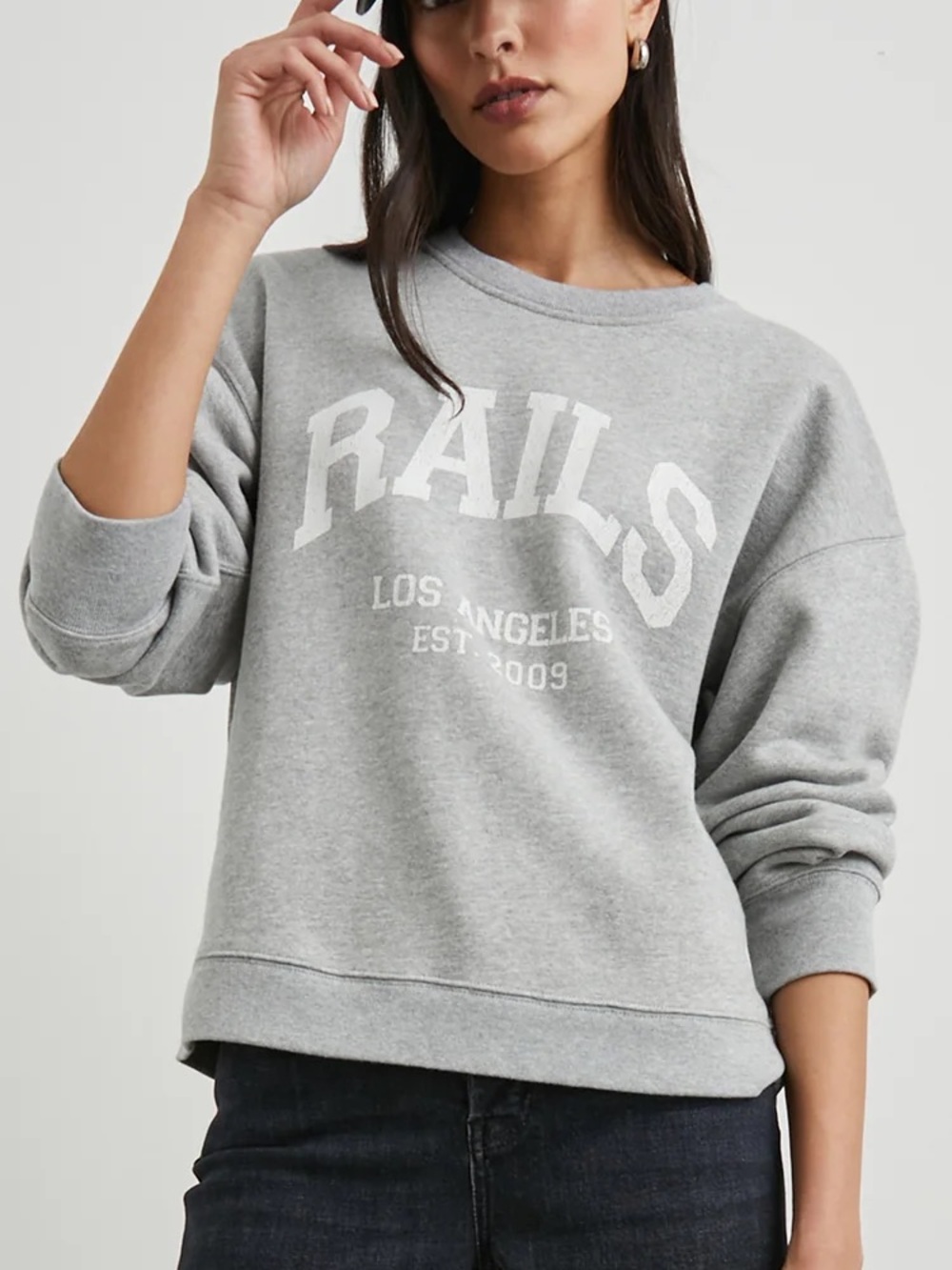 Rails The Anniversary Sweatshirt Heather Gray Sweatshirt with Spell Out Logo